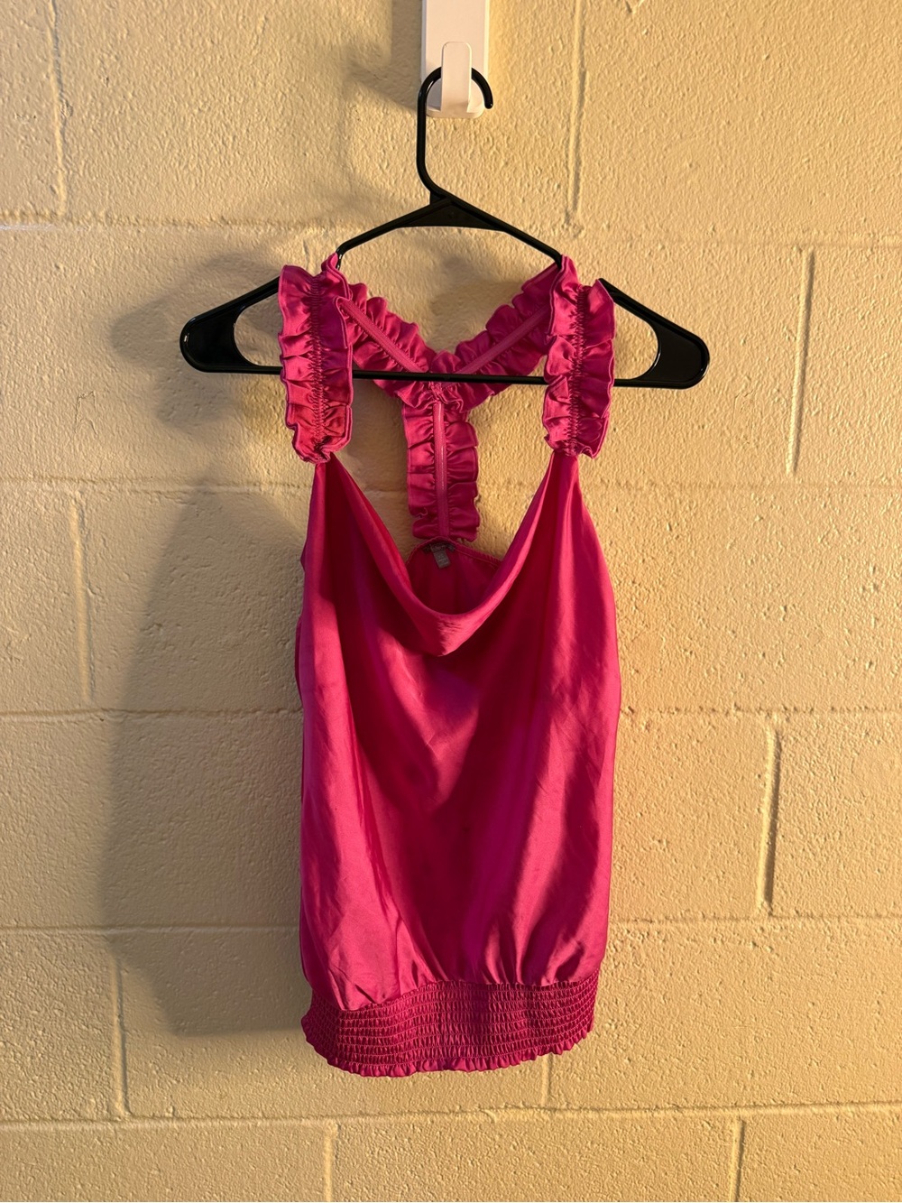 Charlotte Russe Bright Fuchsia Ruffle Strap Tank